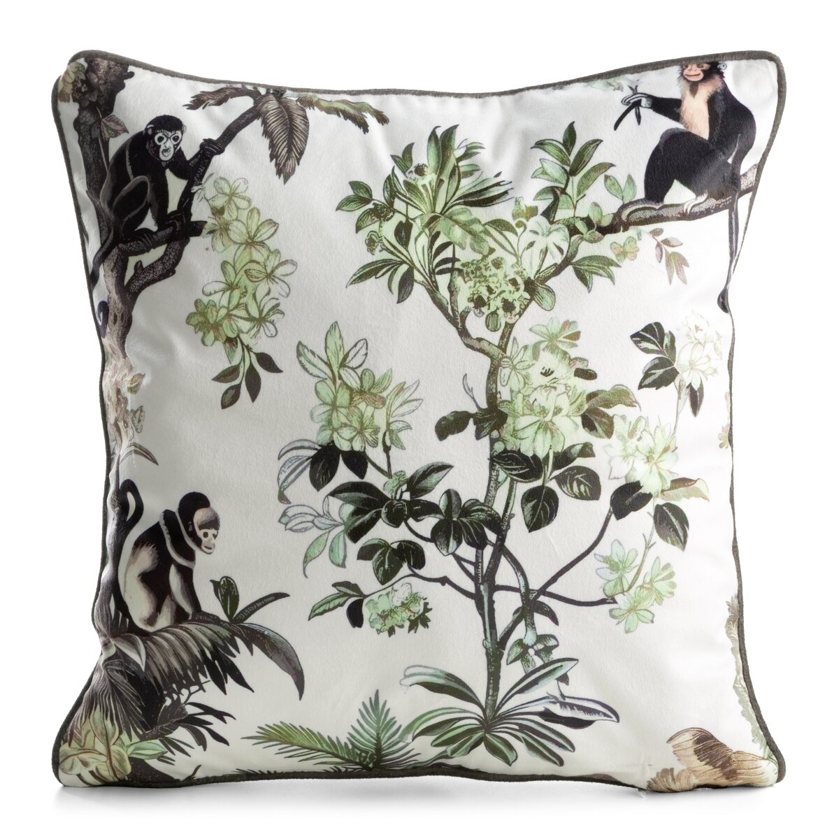Exklusives Jungle-Dekokissen mit Affen &amp; Blüten | Luxury Safari CollectionExklusives Jungle-Dekokissen mit Affen &amp; Blüten | Luxury Safari Collection