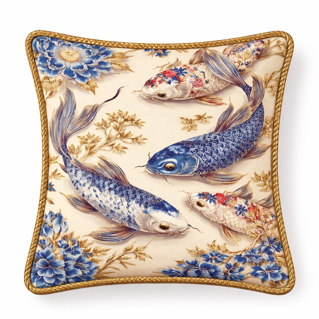 Kissen Fische Samt 45 × 45 cm – Emporio Conti