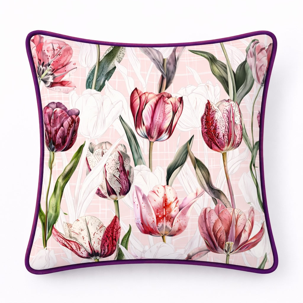 Blumen Kissen Tulpen Traum Samt 45 × 45 cm – Emporio Conti