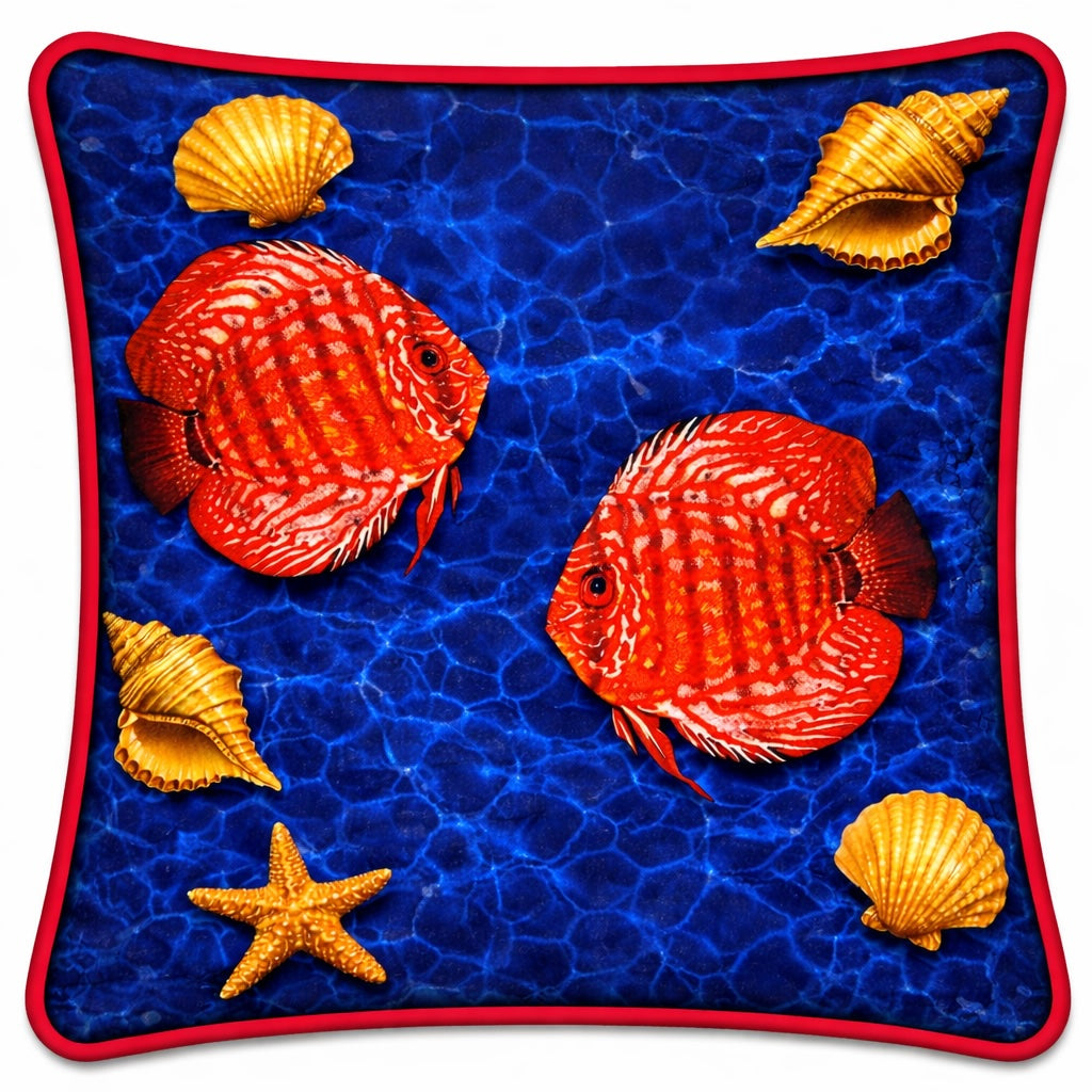 Fische Kissen Samt 45 × 45 cm – Emporio Conti