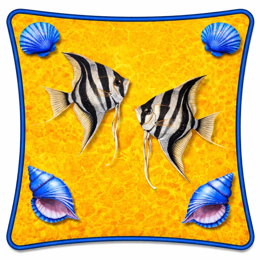 Fische - Muschel Druck Kissen Samt 45 × 45 cm – Emporio Conti