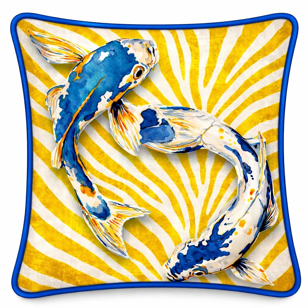 Deko KissenFische - Muschel Druck Kissen Samt 45 × 45 cm – Emporio Conti