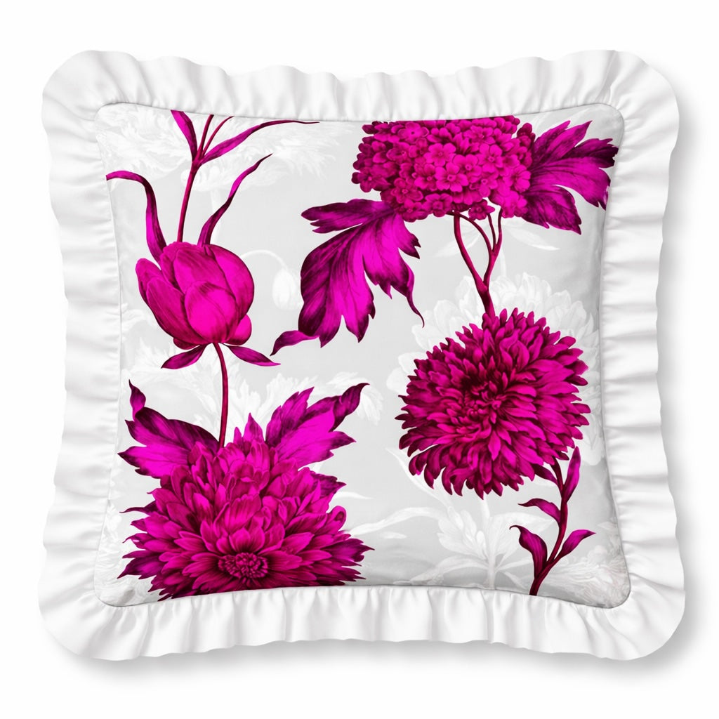 Blumen Kissen Samt mit Rüschen 45 × 45 cm – Emporio Conti
