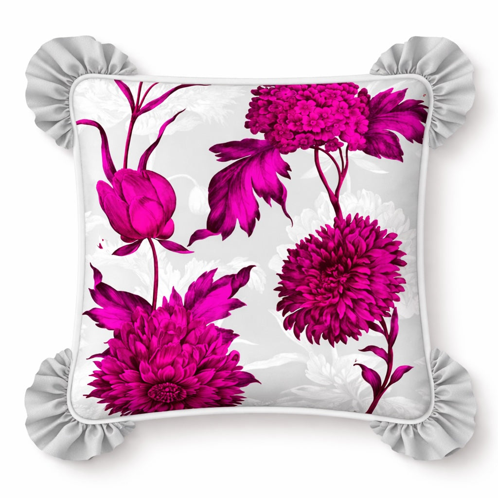 Blumen Samtkissen mit Rüschen 45 × 45 cm – Emporio Conti