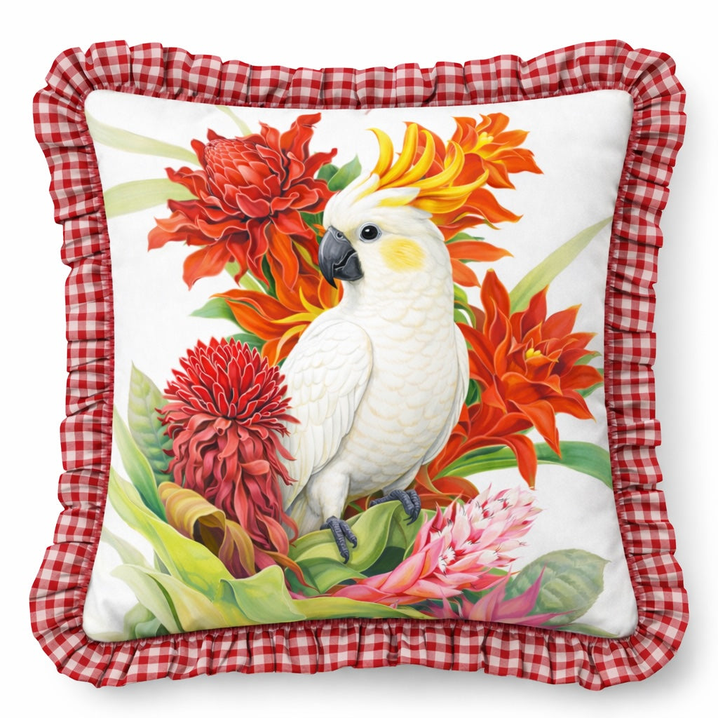 Samt Kissen floral mit Rüschen 45 × 45 cm – Emporio Conti