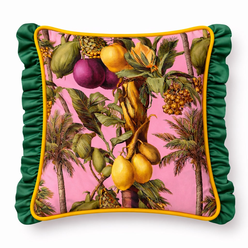 Samt Dekokissen Blumen mit Rüschen Ecken 45 × 45 cm – Emporio Conti