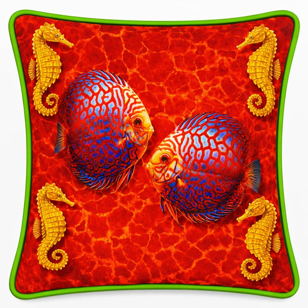 Fische Kissen Samt 45 × 45 cm – Emporio Conti