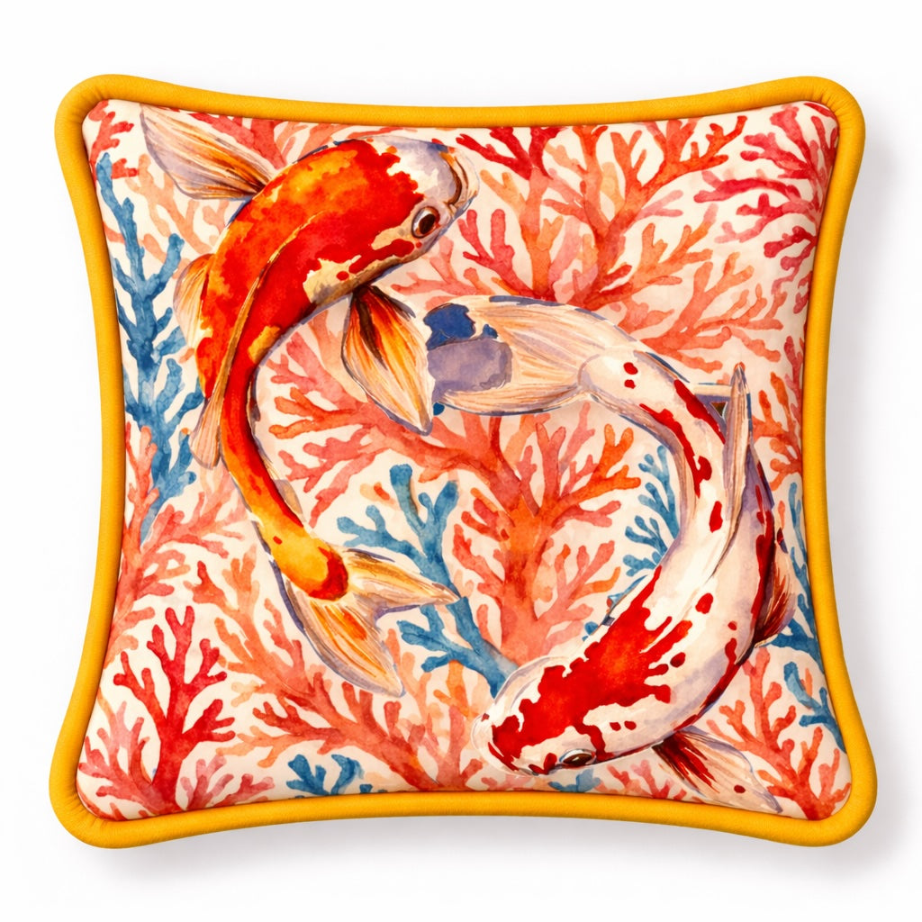 Dekokissen Samt Koralle - Koi 45 × 45 cm – Emporio Conti