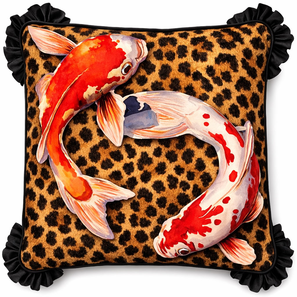 Samt Kissen floral mit Rüschen Ecken 45 × 45 cm – Emporio Conti