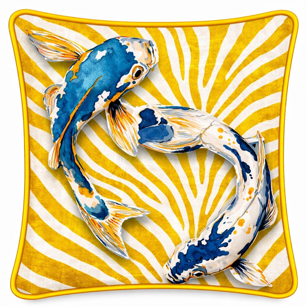 Kissen Fische Samt 45 × 45 cm – Emporio Conti